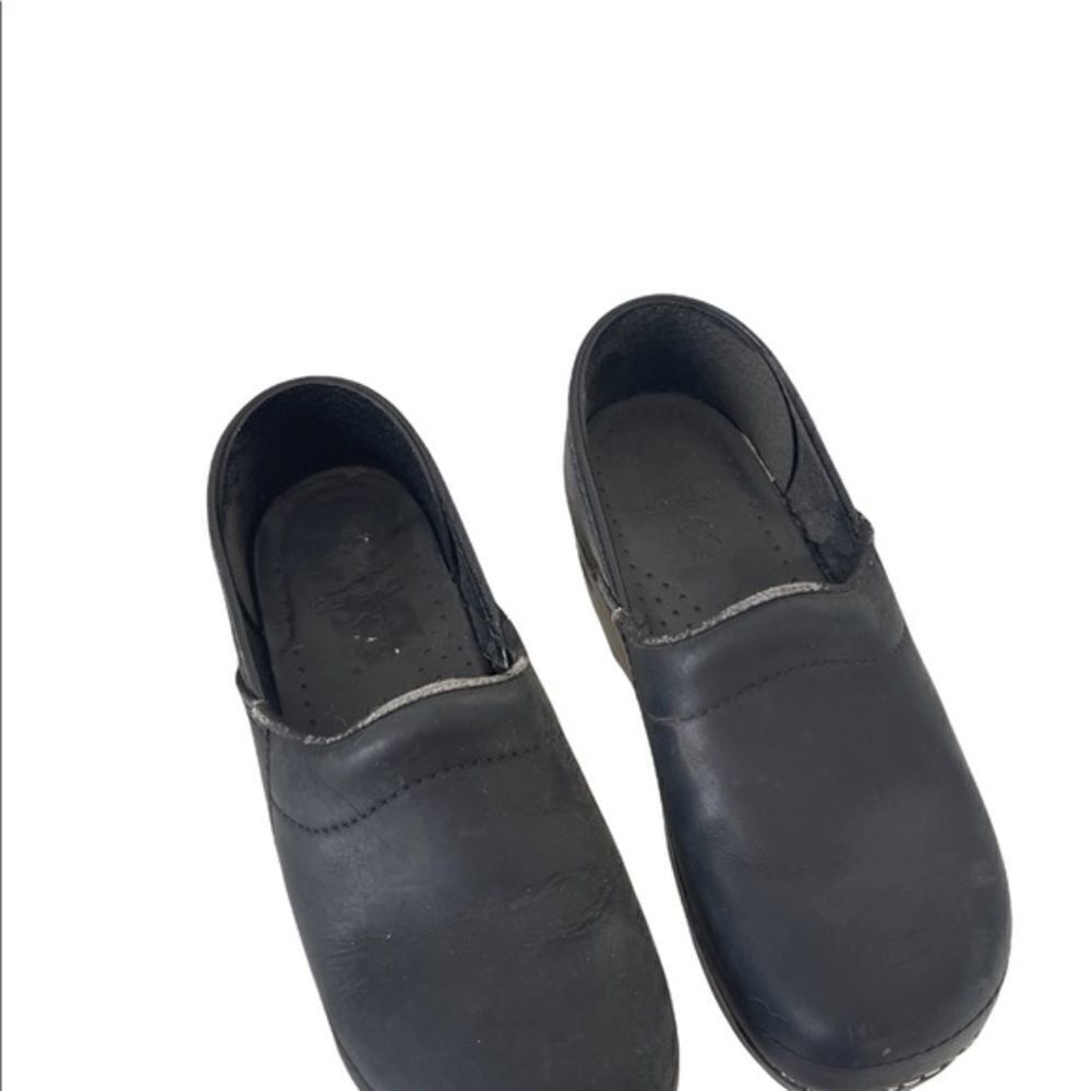Dansko Black Leather Mule Clogs Women 34